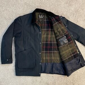 Barbour x J. Crew Navy Jacket with Plaid Lining